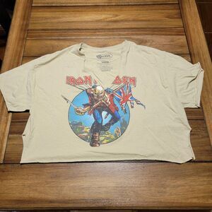 G Lobal Tan SS Cut Crop Tee "Iron Maiden" - Size XL